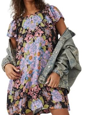 Free People Yara Patterned Floral Flutter Sleeve Dress XS